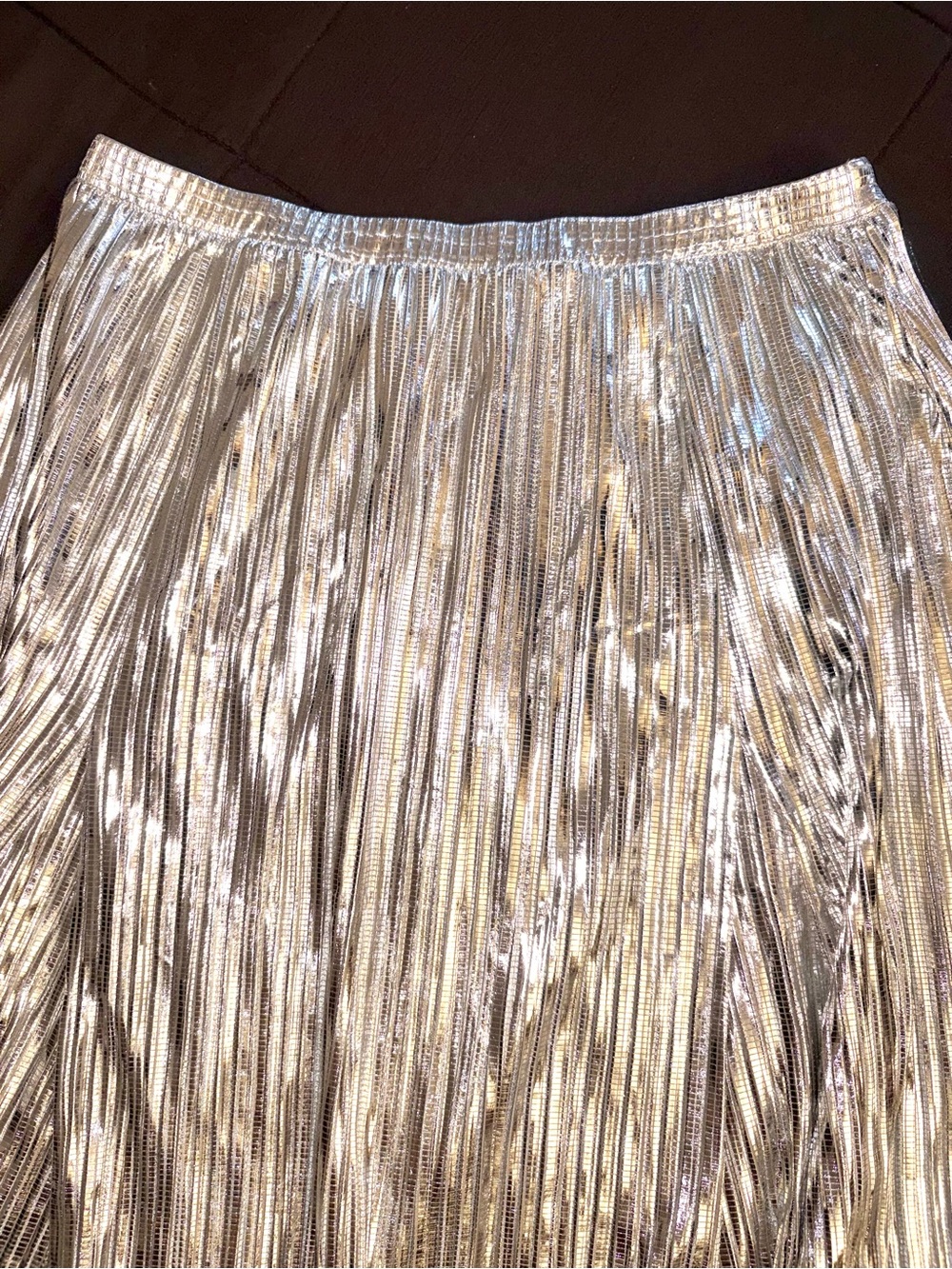 Anthropologie Metallic Pleated Maxi Skirt in Silver size Medium - Picture 14 of 15